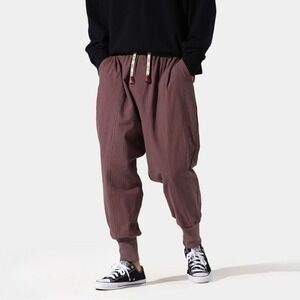 Kidoriman Gelyu Harem Unisex Jogger Pants XS Brown Cotton Lounge Streetwear